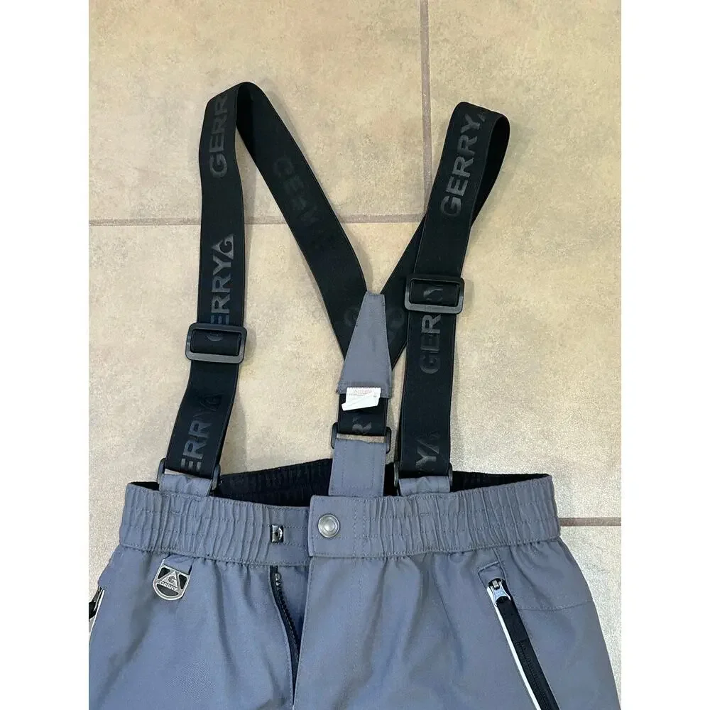 Gerry Kid's Snow Ski Pants‎ w/ Suspenders in Gray Sz YM 10/12